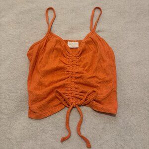 NWT Coral Ruched Front Cinch Ribbed Knit Cami Tank Top - Size Small